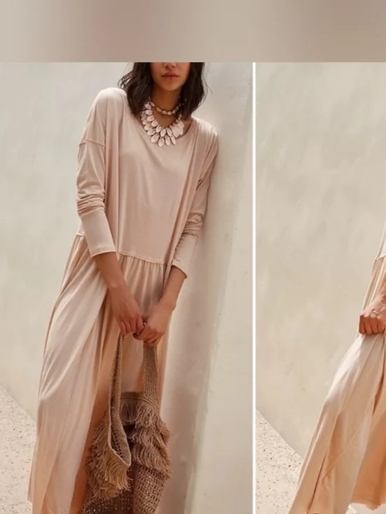 Free People Anytime Beach Cotton Midi Dress in Pink Sand Dune - Picture 3 of 7
